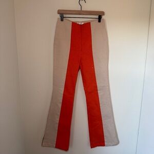 Hosbjerg Pants Women's Size MD Cream Orange Brielle Flare Retro